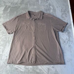 VRST Short Sleeve Button Down Shirt Men's Size 2XL Taupe Brown 100% Cotton